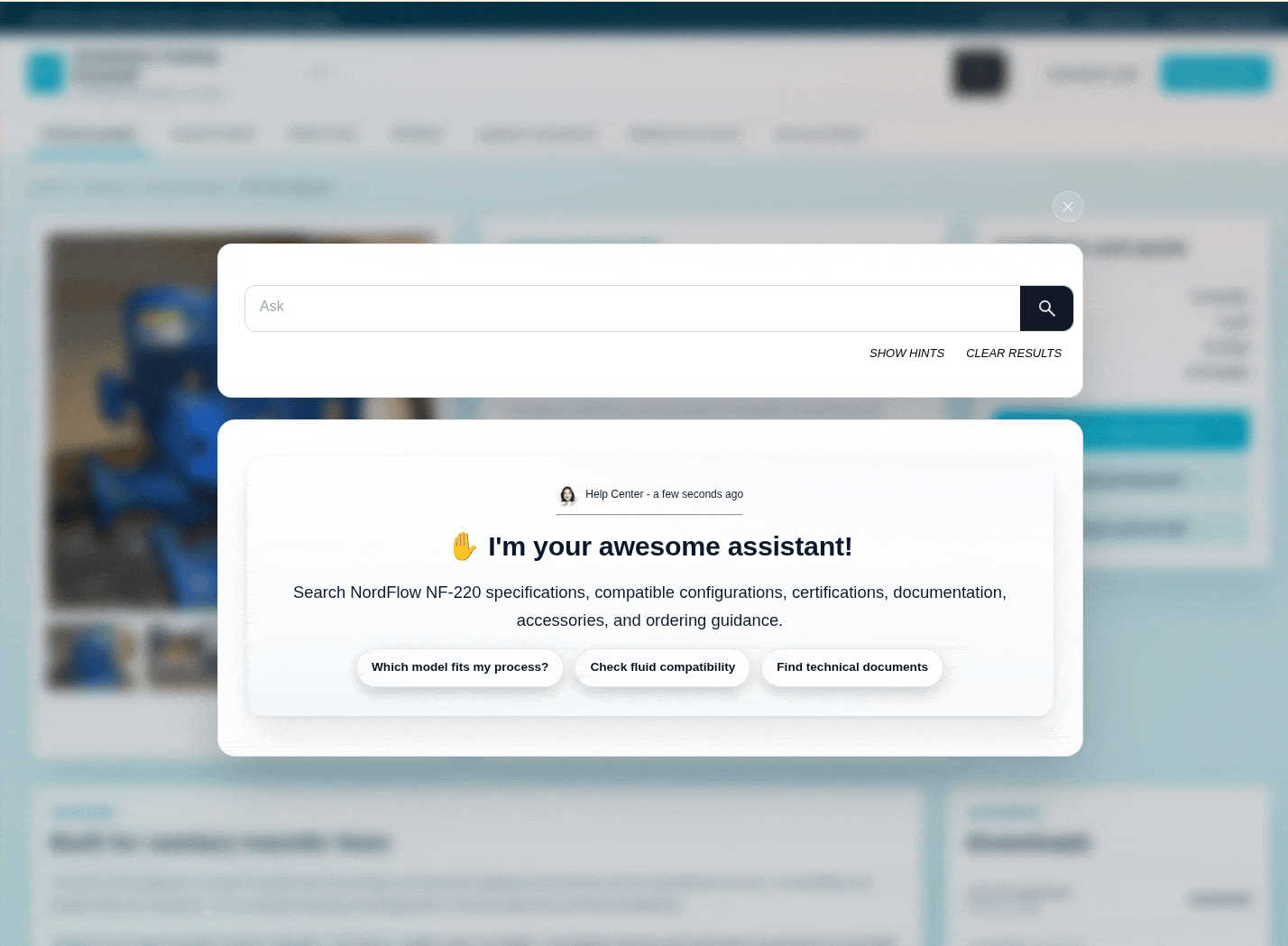 Search results showing answers grounded in website content
