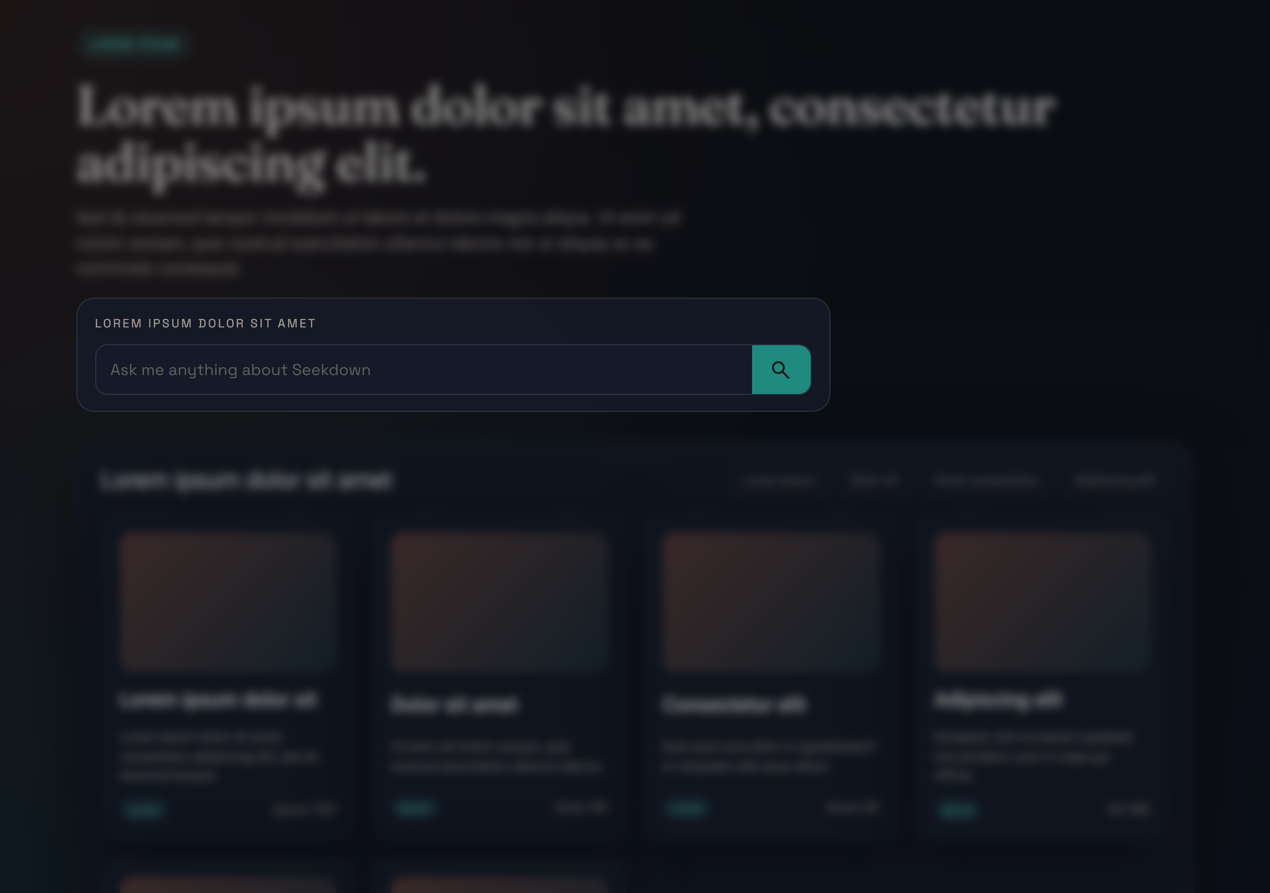 The overlay mode — a compact search input embedded in the page between the header and the content cards.