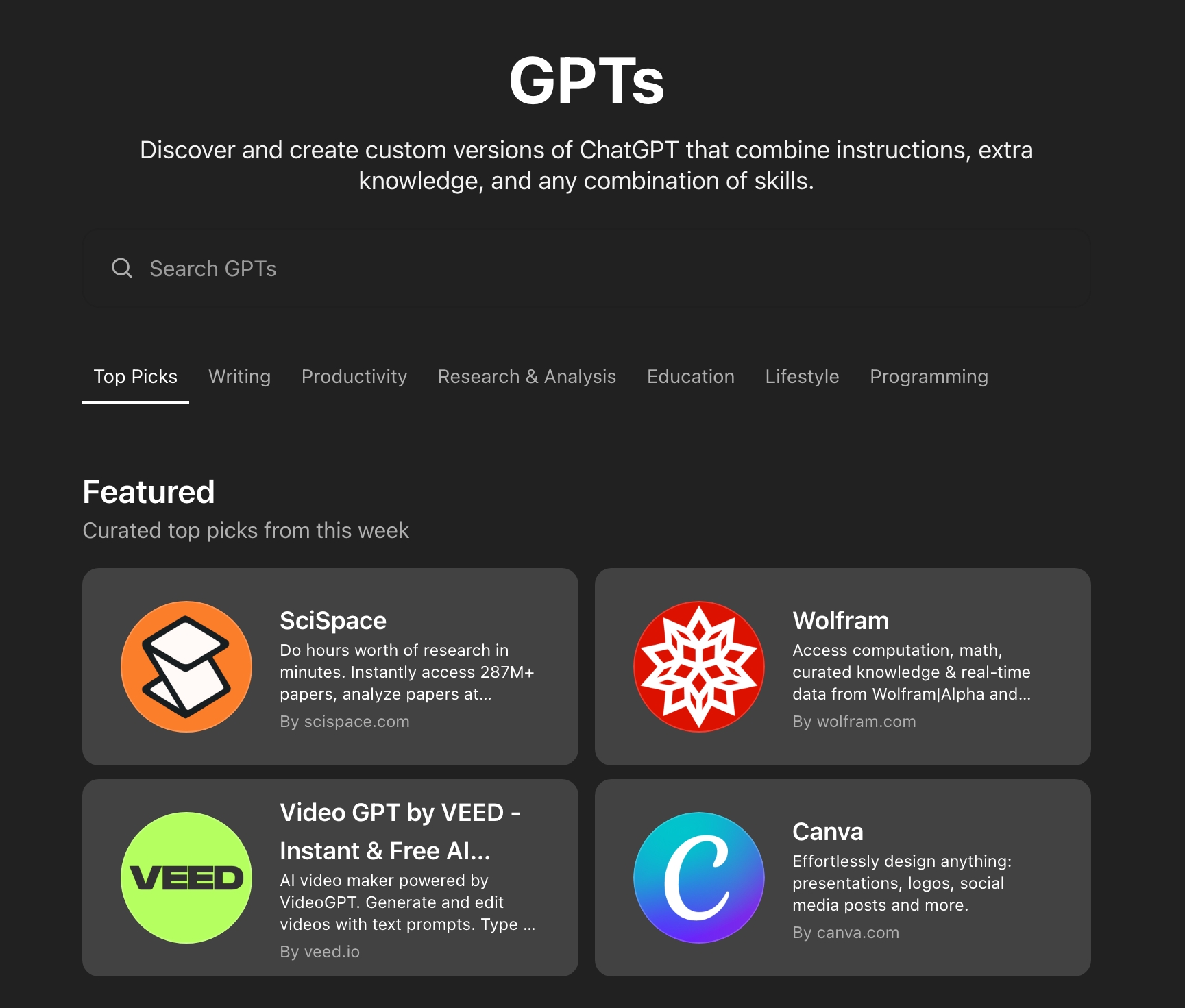 The ChatGPT "Explore GPTs" page and the Create button.
